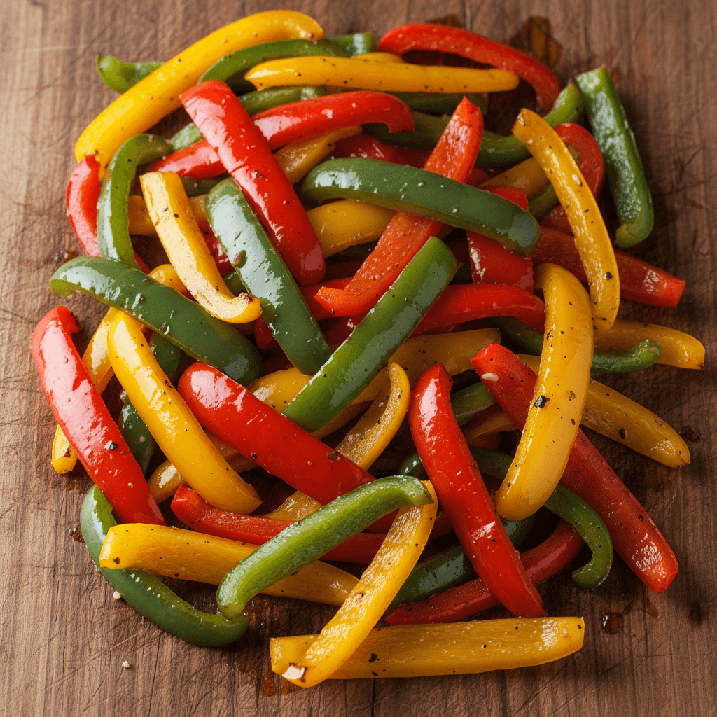 Colorful sautéed fajita peppers with caramelized finish