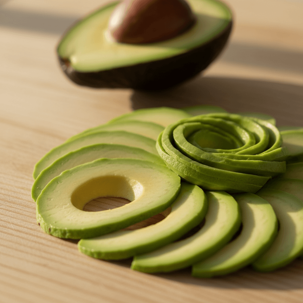 Fresh creamy avocado slices