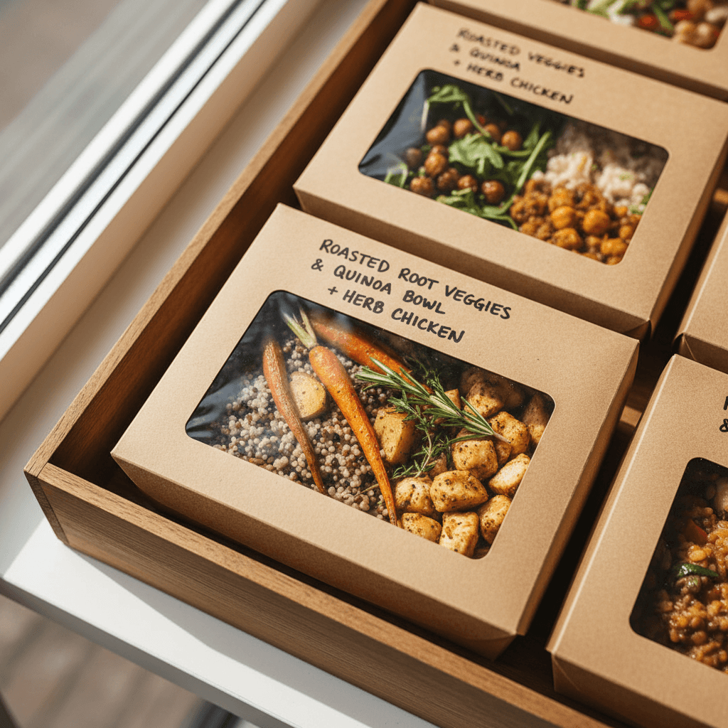 Individual lunch boxes ready for delivery